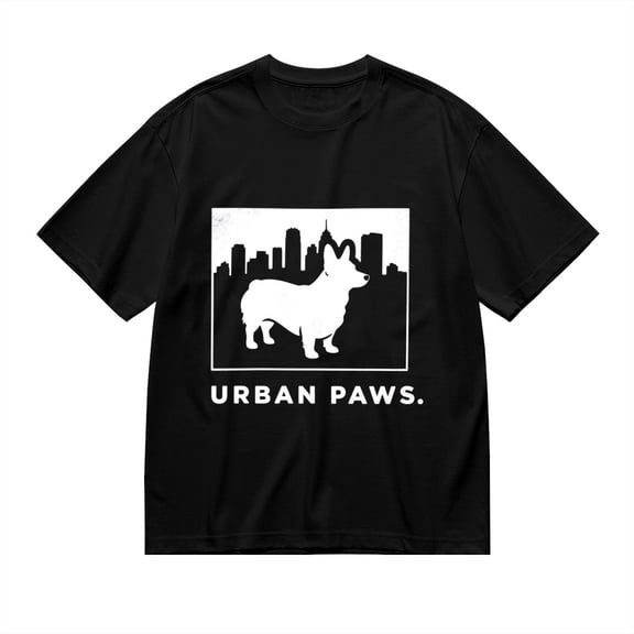 Black T Shirts for Men, Urban Paws, Corgi Print Mens Graphic Tees, 24013584,S