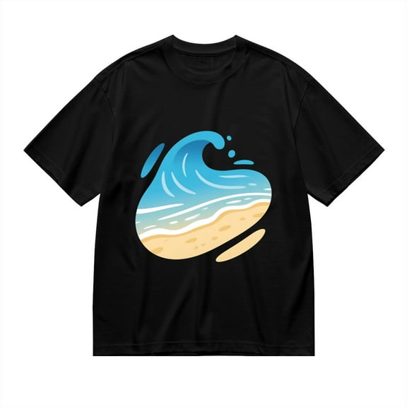 Black T Shirts for Men, Wave And Sand Graphic Mens Graphic Tees, 24846291,S