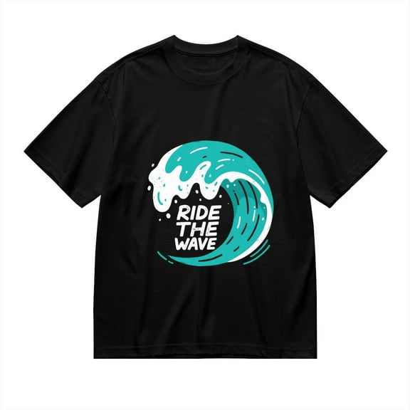 Black T Shirts for Men, Wave, Ride The Wave Graphic Mens Graphic Tees, 24898407,3XL