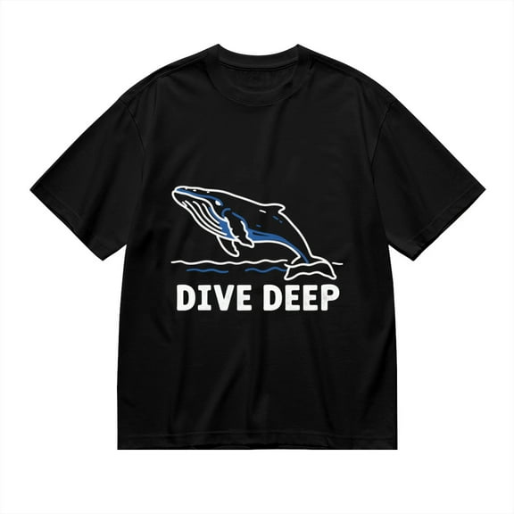 Black T Shirts for Men, Whale, Dive Deep, Ocean Graphic 1 Mens Graphic Tees, 24898447,3XL
