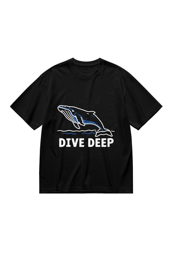 Black T Shirts for Men, Whale, Dive Deep, Ocean Graphic 1 Mens Graphic Tees, 24898447,XL