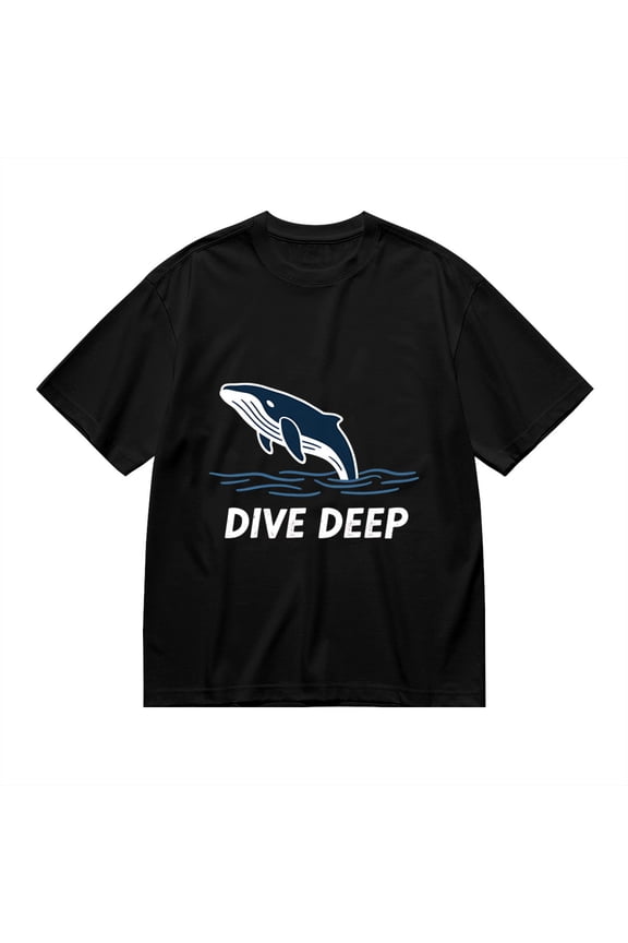 Black T Shirts for Men, Whale, Dive Deep, Ocean Graphic 2 Mens Graphic Tees, 24898494,3XL