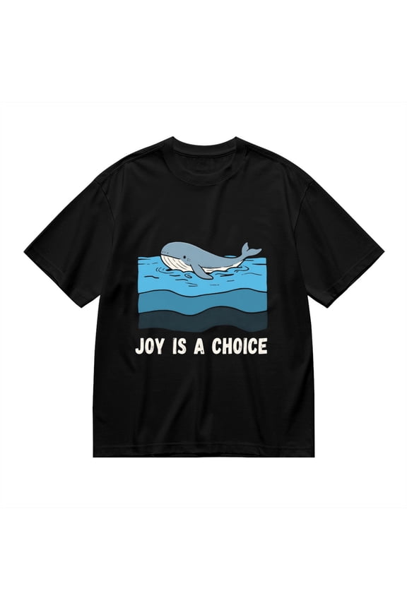 Black T Shirts for Men, Whale In Ocean Joy Is A Choice, Graphic Mens Graphic Tees, 24936808,3XL