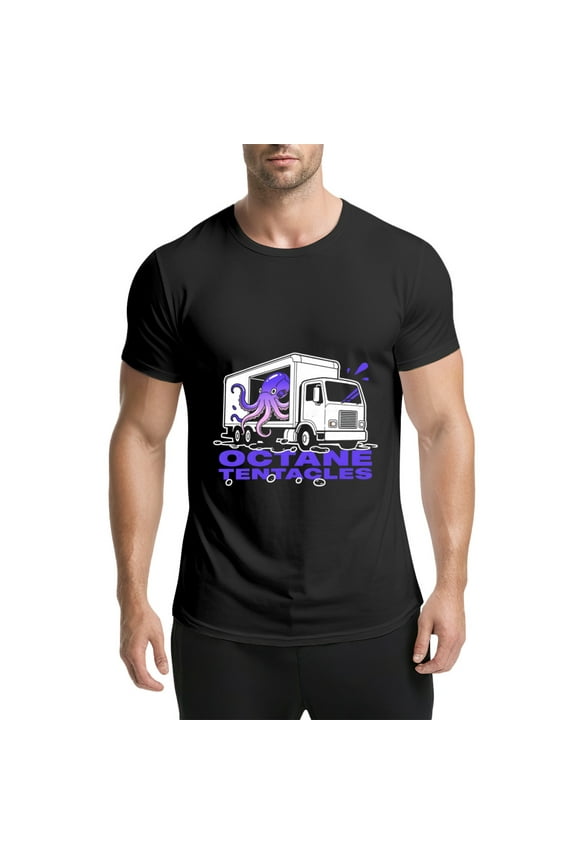 Black T Shirts for Men, White Van, Vr Octopus, Octane Tentacles, Graphic Mens Graphic Tees, 25060561,S