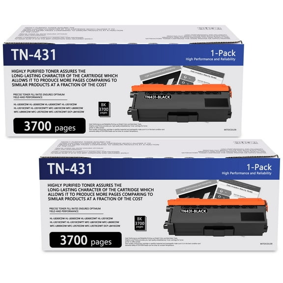Black TN431 Toner Cartridge Replacement for Brother TN-431 Toner Cartridge for HL-L8260CDW L8360CDW MFC-L8900CDW L9570CDW Printer (2 Pack)