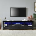 thumbnail image 1 of Black TV Stand with 16 Colors LED Lights, TV Cabinet Console Table for TVs up to 70 inch, Modern High Gloss Media Console Center for Living Room with 2 Storage Drawers and Open Shelves, D3587, 1 of 10