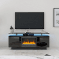 Black TV Stand with Fireplace & Storage for TVs up to 80 inches, 70.2
