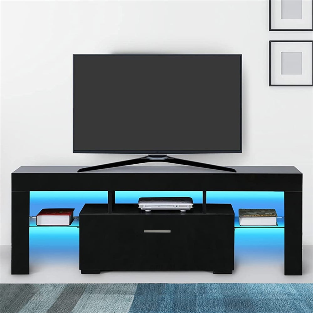 Black TV Stand LED for TVs up to 55" , Modern TV Console with