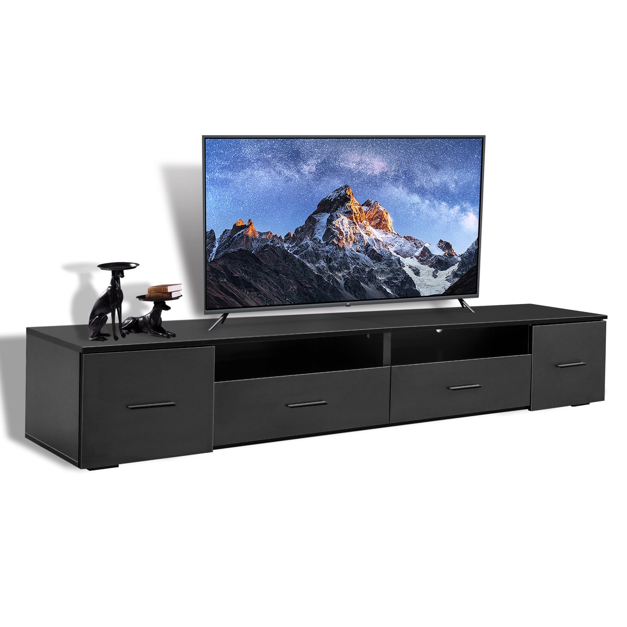 Black TV Stand for Living Room, Modern Entertainment Center Stand for ...