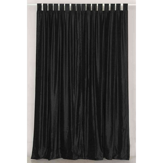 Black Tab Top Velvet Cafe Curtain / Drape / Panel - 43W x 24L - Piece