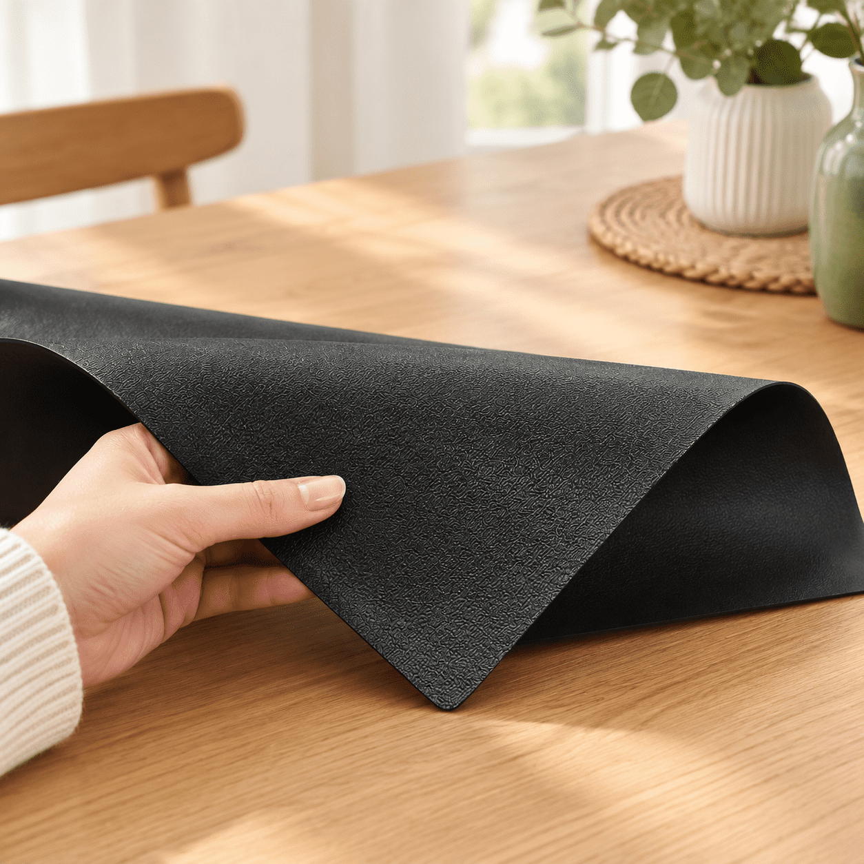 Black Table Cover Protector 48x72'' Waterproof 1.5mm Thick Pvc Pad ...