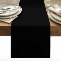 Black Table Runner 13x48 inch Solid Color Cotton Linen Dining Table Runner Ideal for Dresser Kitchen Coffee Tables - Machine Washable