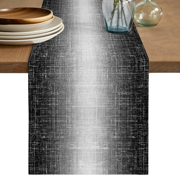 Black Table Runner 36 Inches,Short Dining Table Runners Dresser Scarves,Vintage Ombre Solid Color Minimalist Farmhouse Kitchen Coffee Tablerunner for Tabletop Party Birthday Holiday Wedding 13"x36"