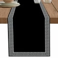 thumbnail image 1 of Black Table Runner 90 Inches Long for Dining Table Decor,Traditional Chinese Geometric Tile Pattern Burlap Linen Farmhouse Table Runner Coffee Table Runners Dresser Scarf for Kitchen Party Holiday, 1 of 8