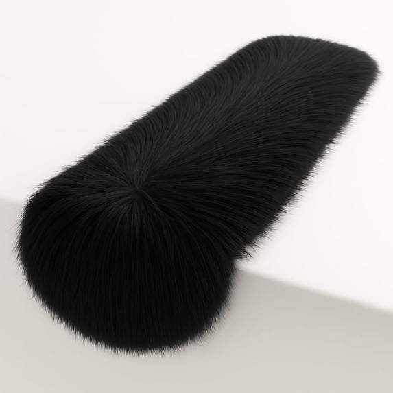 FabricLA Black Faux Fur Accent Cut 12 x 60 Inches with Rounded Edges for Holiday & Christmas Decor