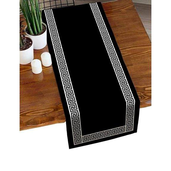 Black Table Runners Long GeometricDesign Short Coffee Table Runners Black Small Table Runner Dresser Scarf Table Dustcover Bedside Tablecover for Everyday Use