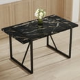 thumbnail image 1 of Black Table With 1.5 Inch Thick Top And Strong Metal Legs, For 4-6 People, Work Desk, Kitchen, Terrace, Dining Room Modern Simple Secure 55*31.4,, 1 of 6