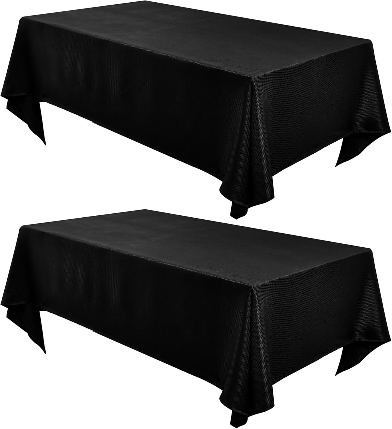 Black Tablecloths Rectangle 60 x 102 Inch 2 Pack Textured Table