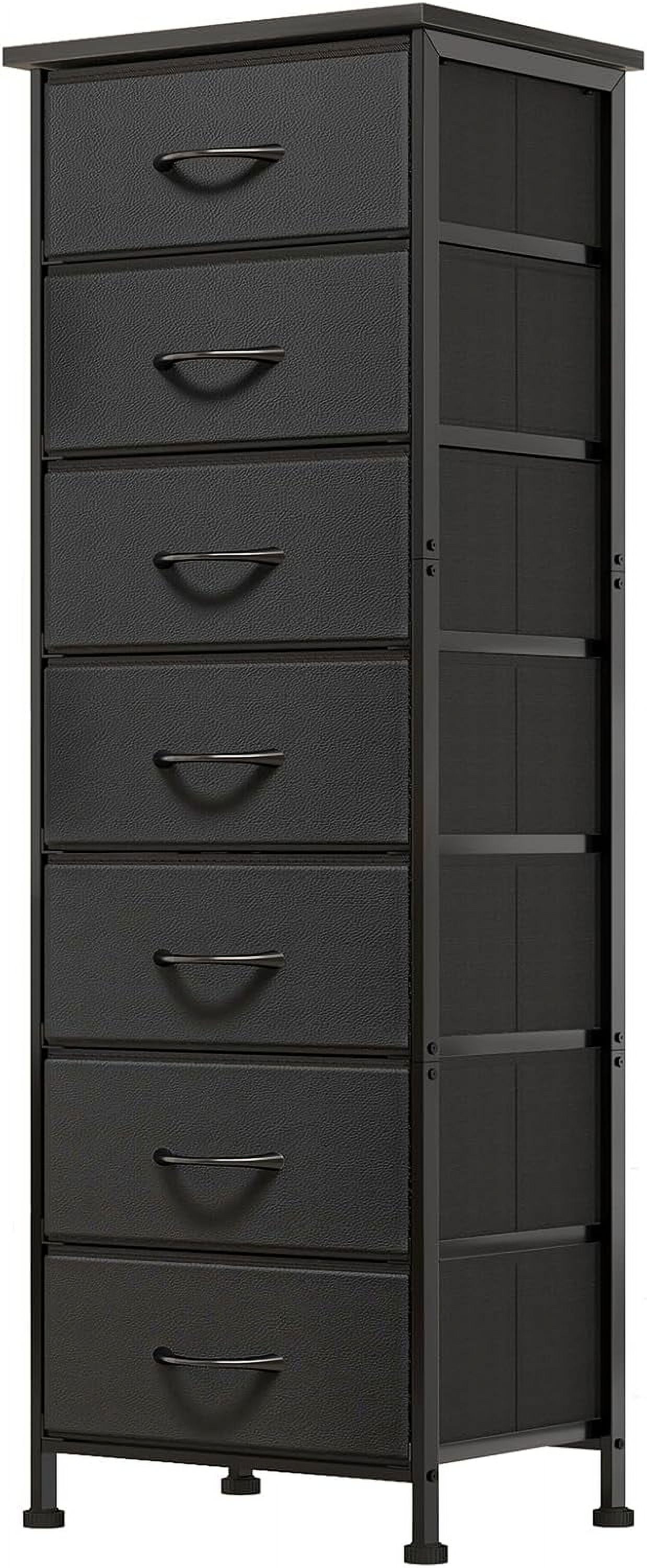 Black Tall Dresser for Bedroom, Storage Dresser Organizer with 7 Fabric ...
