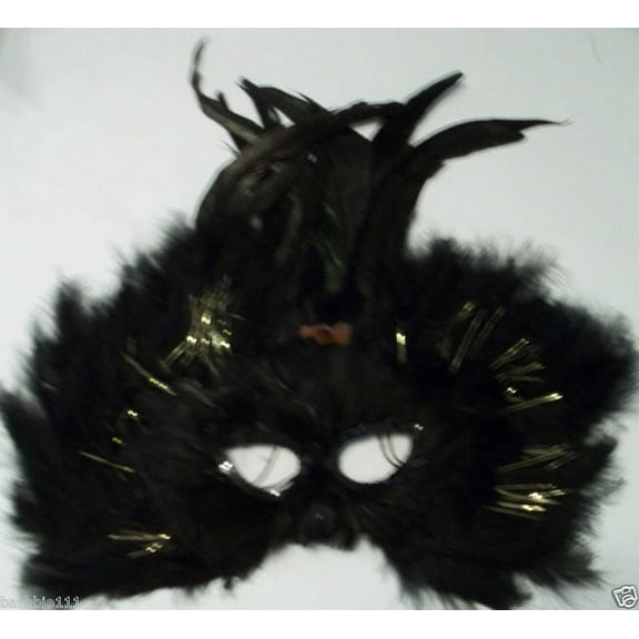 Black Tall Feather Mardi Gras Masquerade Ball Prom Mask