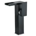 Black Tall Led Bathroom Faucet Waterfall Single Handle 1 Hole Deck