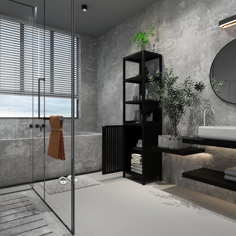 Natural Bamboo Storage Cabinet with Louvered Doors