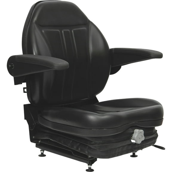 Black Talon High-Back Suspension Seat with Folding Armrests, Black, Model# 36O0OBK02UN