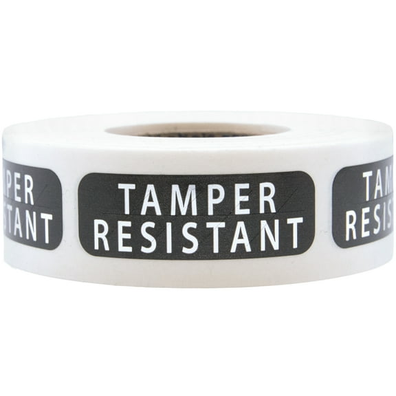 Black Tamper Resistant Labels | 0.5"x 1.5" Inch Rectangle | 500 Pack