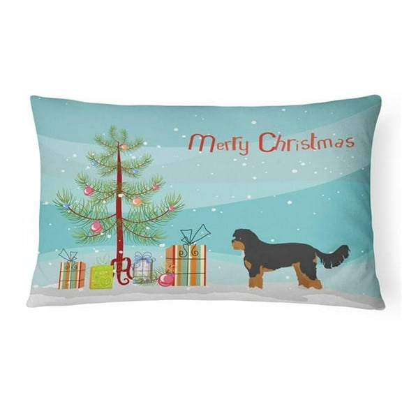Black & Tan Cavapoo Christmas Tree Canvas Fabric Decorative Pillow