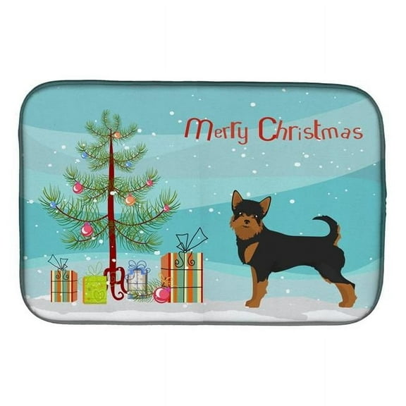 Black & Tan Chorkie Christmas Tree Dish Drying Mat