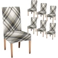 thumbnail image 1 of Black Tan Creamand Gray Plaid Dining Chair Slipcovers Set of 6,Removable Washable Parson Chair Covers for Dining Room,Living Room,Kitchen, 1 of 6