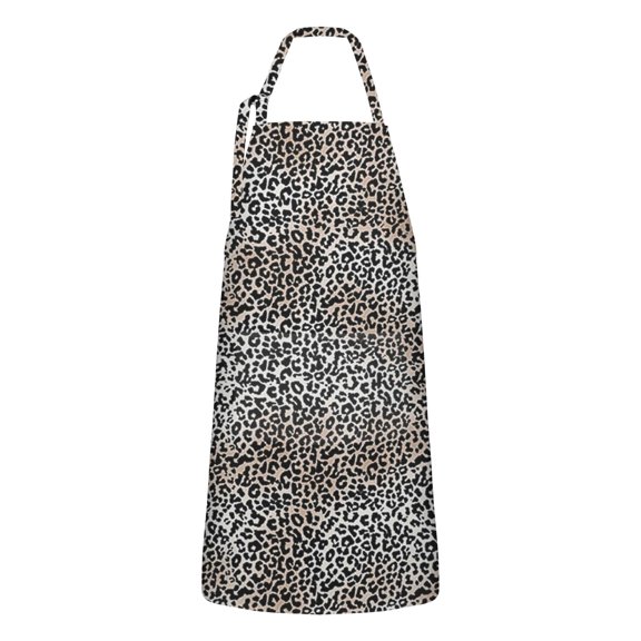 Black and Tan Leopard Print Apron-Garden Aprons for Women with Pockets-Cotton Linen Waterproof Kitchen Cooking Gardening Aprons Adjustable for Kitchen,Cooking,BBQ and Salon 33x27 Inch