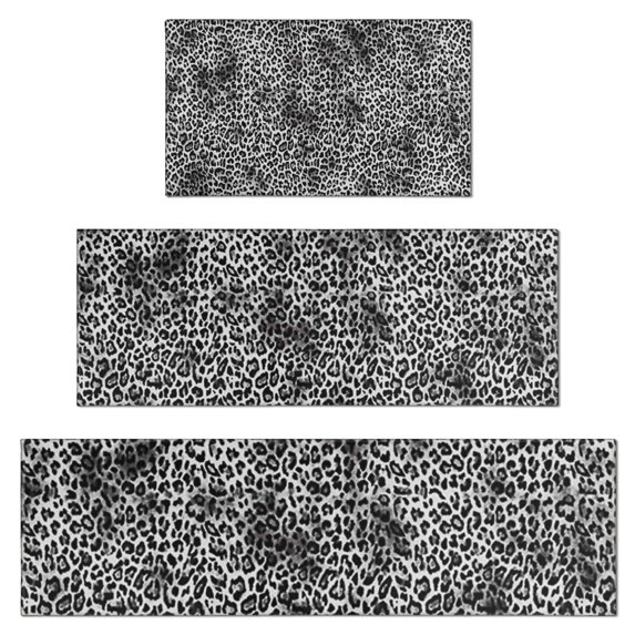 Black and Tan Leopard Print Kitchen Rugs Sets Of 3,Kitchen Runner Rugs Non Skid Washable,Decorative Kitchen Floor Mats for Kitchen,Sink,Laundry,17"x30"+ 17"x47" + 17"x59"