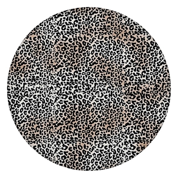 Black and Tan Leopard Print Round Fitted Tablecloth with Elastic Edge,Dining Table Cover Waterproof,Outdoor Round Tablecloth for Camping,Dining,Indoor and Outdoor