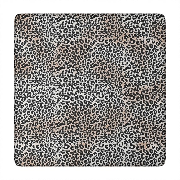 Black and Tan Leopard Print Square Fitted Tablecloth with Elastic Edge,Square Table Cover,Washable Elastic Table Cover for Home Kitchen Party Decor 34"x34"