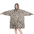 thumbnail image 1 of Black and Tan Leopard Print Wearable Oversized Blanket,Wearable Blanket Hoodie for Adults,Cozy Hooded Blankets with Super Pockets,Super Warm Fuzzy Pullover for Women & Men, 1 of 6