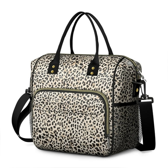 Black and Tan Leopard Print Womens Lunch Box for Work,Insulated Large Lunch Bag for Tween and Teen,Loncheras Para Mujer,Leakproof Adult Lunch Bag for Work,Beach,Travel,Picnic,Camping