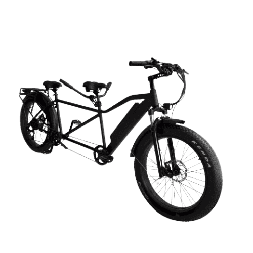 Black Tandem Electric Bicycle for Seniors and Adults, Fat Tire Two Person Bike, 2 Man Bicycle with LCD Display, Electric Assist Cycle for 2 Persons