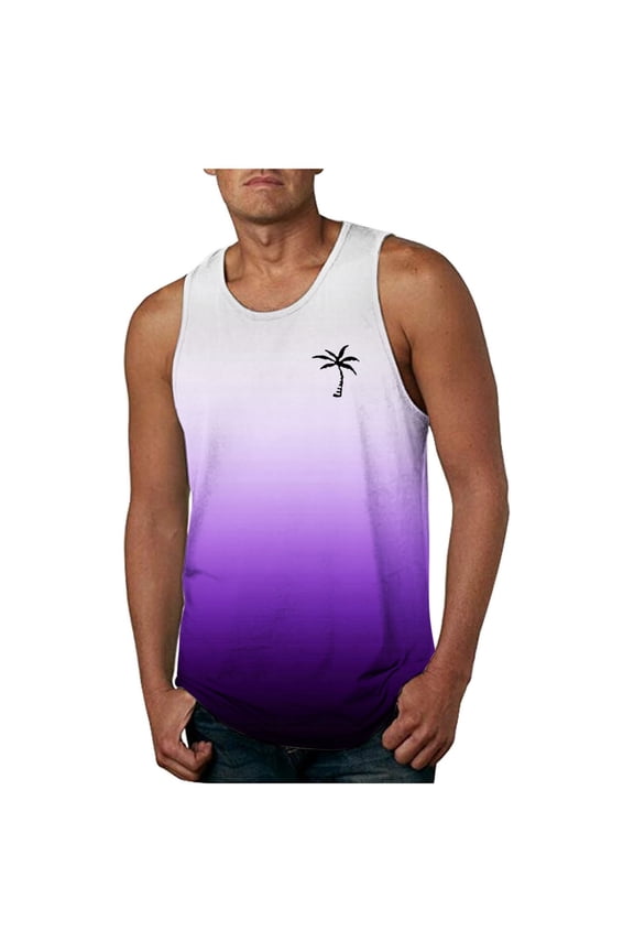 Black Tank Top Men Stretchy Scrub Short Men Tunic Shirts Athletic Shirt Short Sleeve Neck Tops for Men's Vest Exercise Swimming Beach Shirt Sleeveless Gradient Fitness Gym Fitness Training Blue M