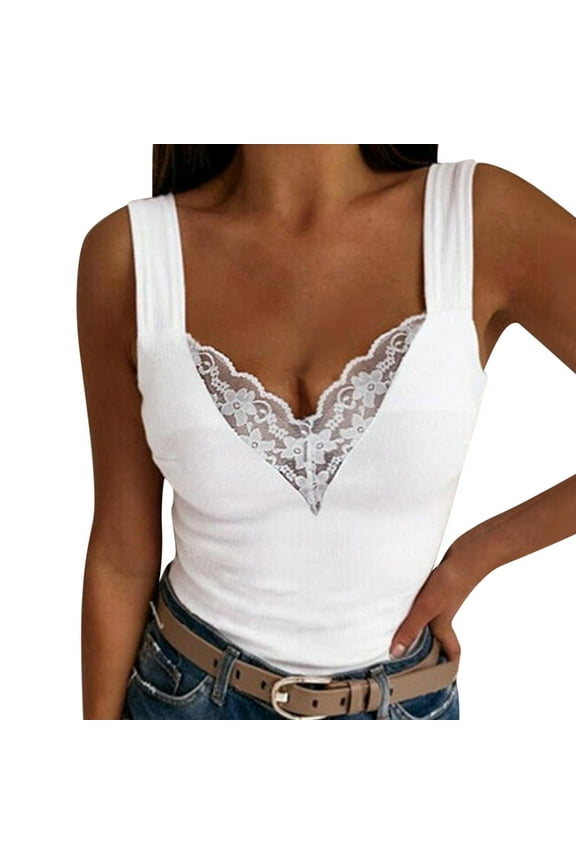 Black Tank Top Woman Women Fashion V Neck Floral Print Sleeveless Casual Backless Lace Tank Top Bra Shelf Tops for Women Supportive Tube Champagne Cute Tops for Leather Corset Compression White XXL