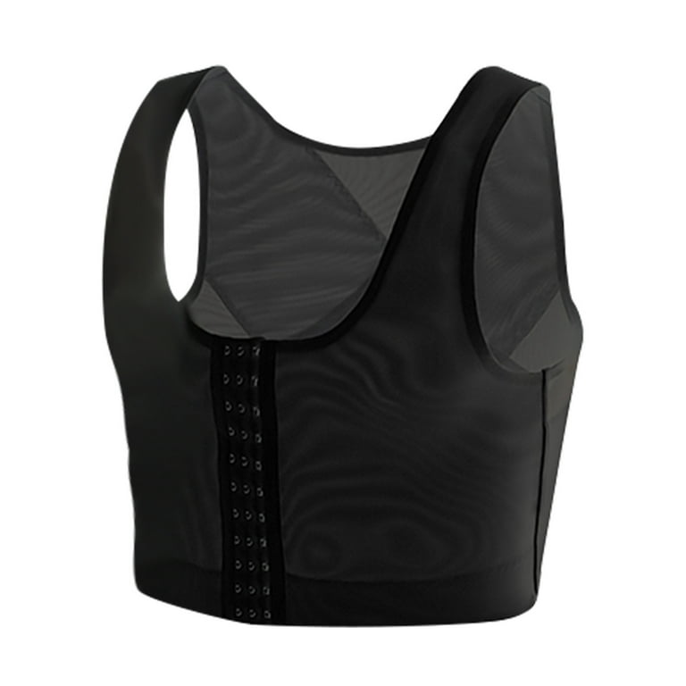 Black Tank Tops for Men Men's Plastic Chest Vest Corset Chest Flat Chest  Bandage Tight Body Shaper Underwear Gym Camisole,Black,XL