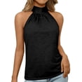 thumbnail image 1 of Black Tank Tops for Women Fashion Summer Tops Casual Top High Neck Sleeveless Tshirt Beach Vacation Loose Fit Shirt, 1 of 6