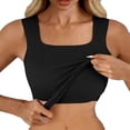 thumbnail image 1 of Black Tank Tops for Women U Neck In Bra Tank High Strechy Sleeveless Slim Fit Tops Camisole Workout Tops on Sale, 1 of 6