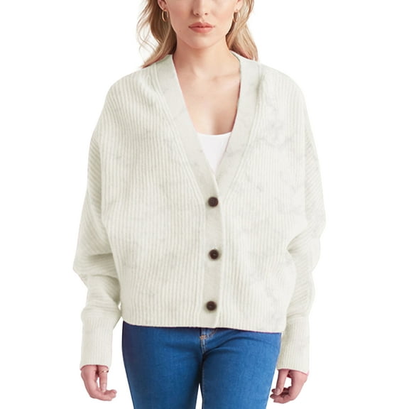 Black Tape Drop Shoulder Cardigan Sweater Grey Heather S