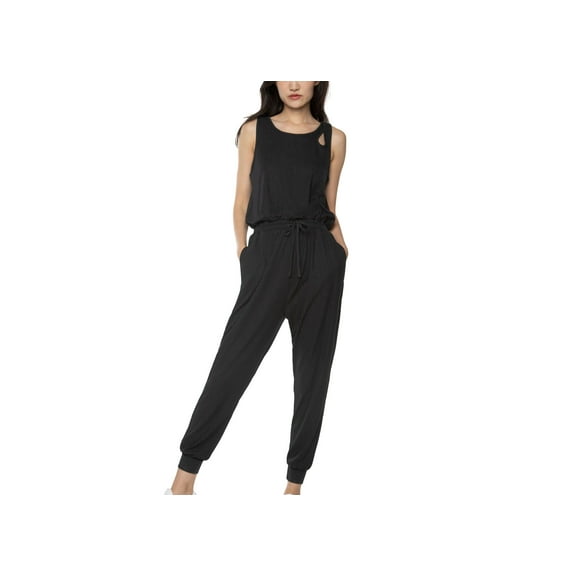Black Tape Petite Rib Knit Cutout Jumpsuit Black PXS