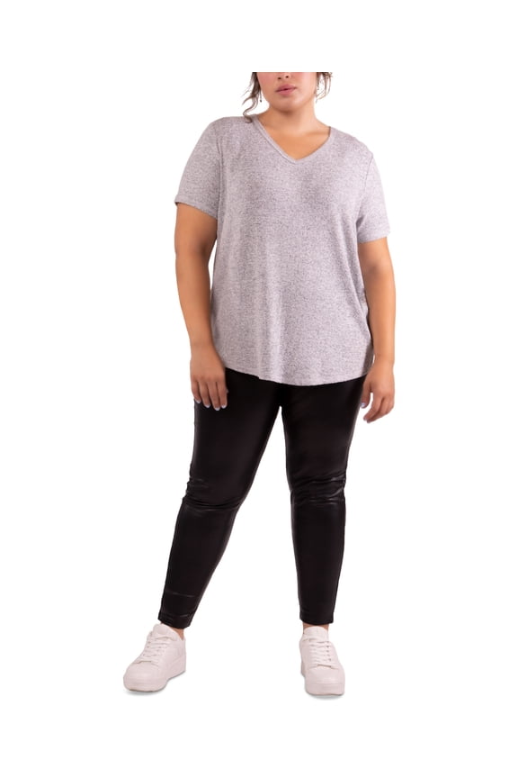 Plus Trendy V-Neck T-Shirt Light Heather Grey X
