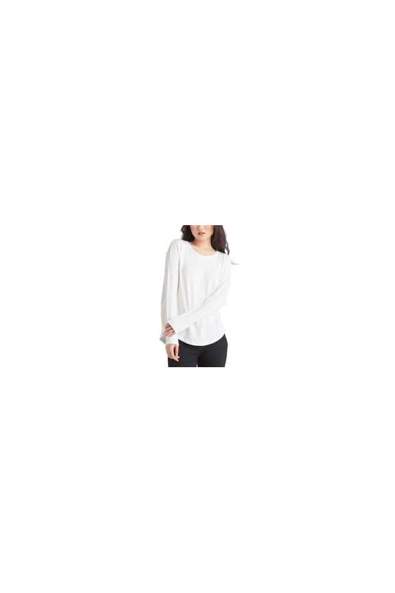 Rounded Hem Knit Top White S