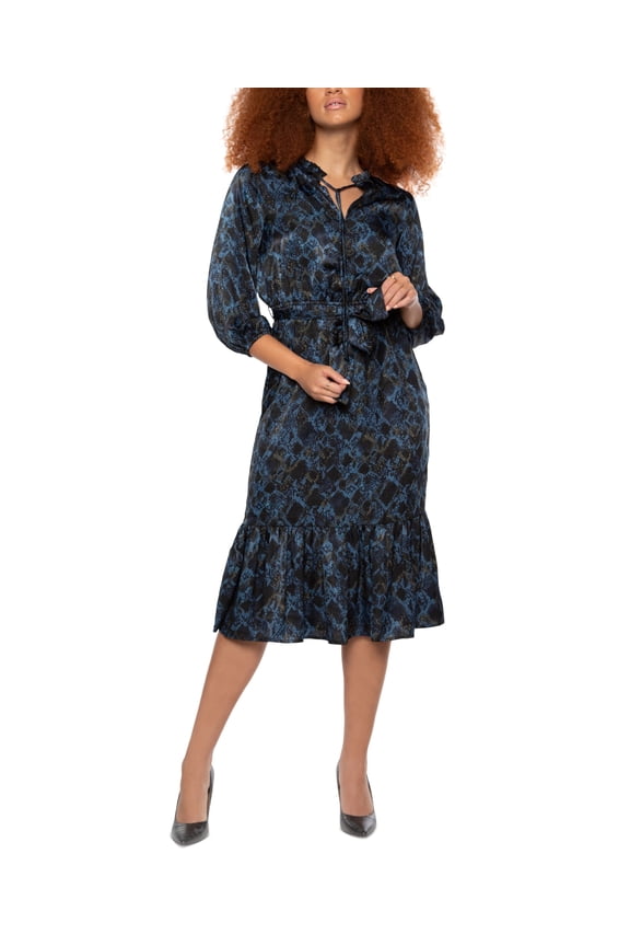Snakeskin Print Dress Dark Teal Snake S