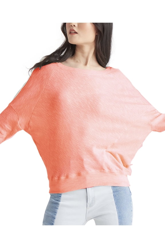 Women's Dolman-Sleeve Top Soft Heather Coral Petite Size PL