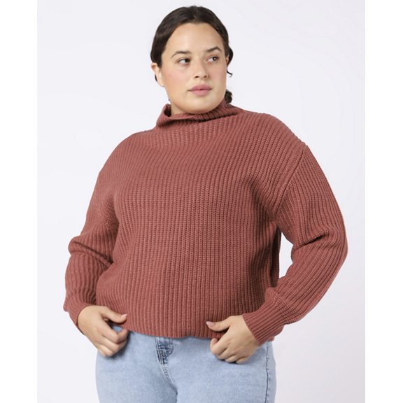 Black Tape Women's Trendy Mock Neck Sweater Runway Pink Plus Size 3X